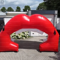 Arco Inflable Gigante Personalizado con Forma de Boca, Labios Inflables con Luces LED, Túnel de Labios Inflable para Promoción Comercial