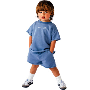Ensembles de vêtements pour bébés de haute qualité, t-shirts et shorts pour garçons et filles, t-shirts en coton éponge pour enfants, t-shirts personnalisés, ensemble de shorts d'été - Product Image 1