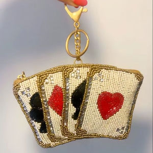Breloque de sac en perles de verre, porte-clés insecte avec crochet en métal doré, pendentif clé à aile brodée, porte-clés papillon fait main en perles bleues - Product Image 5