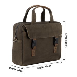 Bolsa de Negocios de Lona Encerada con Logotipo Personalizado, Bolsa de Mensajero para Portátil con Correa de Hombro de Cuero Unisex, Proveedor Mayorista de Fábrica OEM ODM - Product Image 3