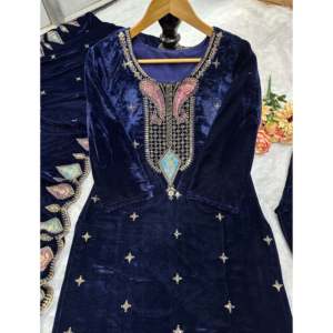 Belle brodée haut bas Dupatta ensemble pour les fêtes pour femmes - Product Image 4