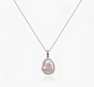 Luxury IGI Certified Baroque Pearl & Round Lab Diamond Sunburst Style Pendant Necklace 10K 14K 18K Solid Gold Minimalist Jewelry - Product Image 6
