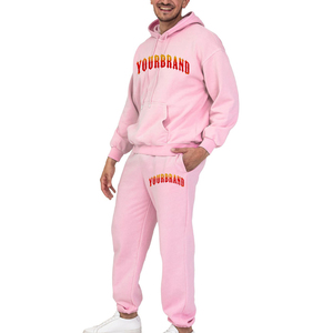 YOURBRAND Chándal con Capucha Rosa para Hombre, Manga Larga, Pantalones Deportivos con Cordón, Ropa Casual de Otoño, Corte Regular, 100% Algodón, con Letras Estampadas - Product Image 6