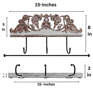 Smart Art Wood Carving Home <b>Key</b> & Clothing Storage White Wash Hanging 3 <b>Hooks</b> Handmade <b>Wall</b> <b>Key</b> Hanger Engineered Wood <b>Key</b> <b>Hooks</b> - Product Image 6