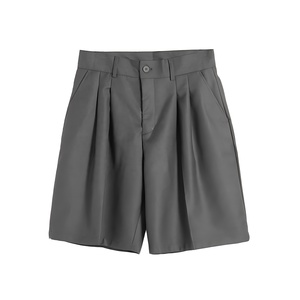 Pantalones Cortos Bermuda Plisados de Cintura Alta para Hombre, Color Sólido, Estilo Casual Elegante, Tejidos, con Cierre de Botones - Product Image 3