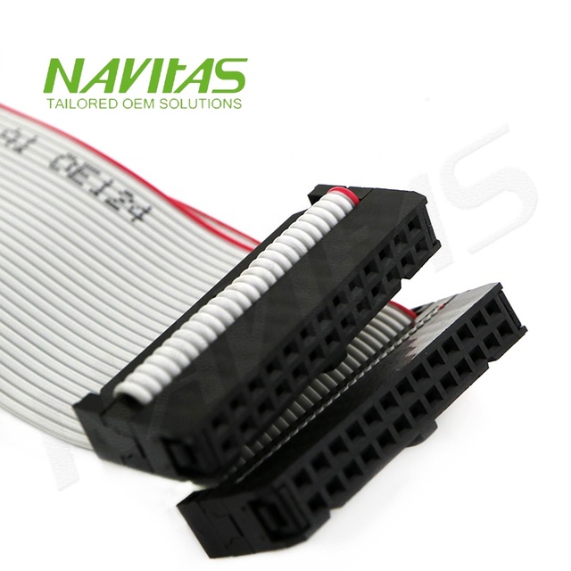 Custom RoHS Compliant IDC Flat Ribbon Cable Assembly 2.54mm Pitch Connectors Tinned Copper Conductors IP20 Rated for Electronic