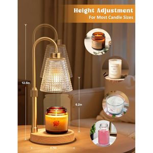 Lampe chauffe-cire transparente couleur bois avec minuterie, intensité réglable, hauteur ajustable, pour bougies en pot - Product Image 2