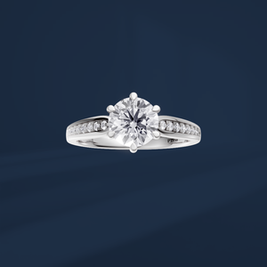 Bague de fiançailles classique en diamant rond taille brillant en platine PT950 pour femme - Product Image 2