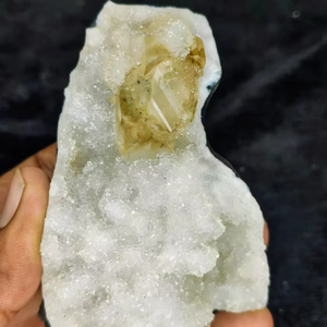 Natural Yellow Calcite with Chalcedony <b>Crystal</b> <b>Cluster</b> Premium Mineral Specimen Healing Stone Collectible Display India Origin - Product Image 4