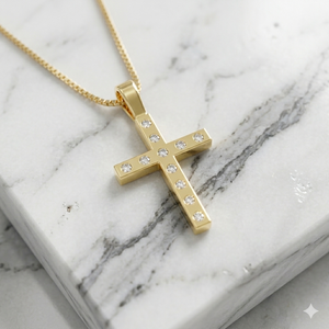 Pendentif Croix Jésus en Or Massif 10K avec Diamant Naturel Rond Sertie à Griffes, Bijou Chrétien Religieux Unisexe, Pendentif Fin Charmant - Product Image 6
