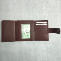 Dompet Kulit Asli Promosi Harga Grosir Logo Kustom, Tempat Kartu & Koin, Aluminium, RFID, Pria, Kancing & Ritsleting