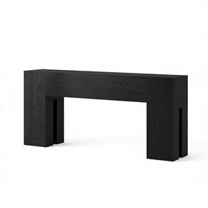 Tavolo Consolle Lungo in Teak Stile Industriale Moderno per Ingresso, Corridoio, Appartamento, Hotel - Tavolino Rustico in Marmo Stile Wabi-Sabi per Arredamento Casa - Product Image 2