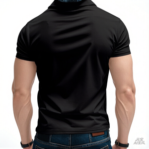 Black Short Sleeves T-shirt Shaping-up <b>Polo</b> Golf Quick-drying Cotton <b>Polo</b> Shirt for Men - Product Image 3