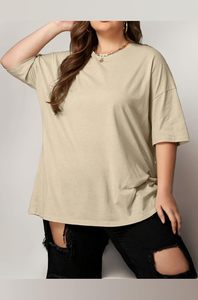 Camiseta Extra Grande de Algodón Ecológico para Mujer, Diseño Ajustado Largo, Estilo Casual, Estampado Sólido, Logotipo Personalizado, Verano - Product Image 3