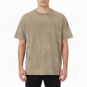 Camiseta de Algodón con Lavado Ácido para Hombre, 230 GSM, Corte Regular, Cuello Redondo, Manga Corta, Ropa Casual, Suave y Ligera, para Uso Diario en Verano, Servicio OEM - Product Image 2