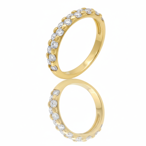 Bague de mariage en or massif 14 carats, double rangée de diamants de laboratoire, style ethnique de luxe, certifiée IGI, pour femme, bague de fiançailles, bijou de mariée, cadeau - Product Image 5