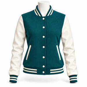 Chaqueta universitaria para mujer de alta calidad con logotipo personalizado al por mayor, chaqueta vintage para mujer en venta con MOQ bajo. - Product Image 2
