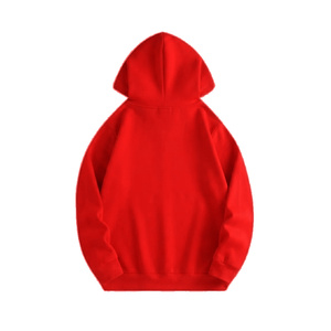 Plain <b>Red</b> Hoodie Heavyweight Cotton <b>Fleece</b> Pullover Sweatshirt Custom Logo <b>Men</b> Women Unisex Casual Street wear Long Sleeve - Product Image 2