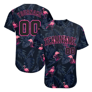 Camisetas de Béisbol Promocionales Estampadas con Botones, de Malla de Poliéster con Gráfico de Cinta Rosa de Concienciación, Impresión Digital, para Equipos - Product Image 4