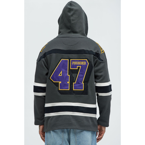 <span class=keywords><strong>Sweat</strong></span> à <span class=keywords><strong>capuche</strong></span> unisexe surdimensionné des <span class=keywords><strong>Lakers</strong></span>, design uni, en molleton de coton, décontracté, avec logo brodé sur le devant, poche, pour l'hiver - Product Image 5
