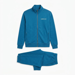 Ensemble de survêtement respirant pour homme Hawk Eye Sports, sweat à capuche en molleton fin 300g, coupe ajustée, avec fermeture boutonnée sur toute la longueur - Product Image 6