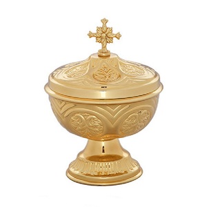 Lámpara de aceite sagrado tradicional de latón con tapa, acabado dorado redondo, hecha a mano, decoración de mesa para interiores, sala de estar, iglesia, hogar - Product Image 4