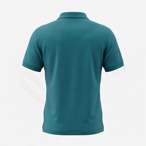 Polo en coton Oxford à manches courtes pour homme, couleur turquoise, logo brodé, décontracté, respirant, coupe classique, design uni - Product Image 3