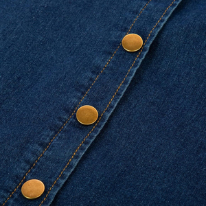 Women's Straight Light Denim Skirts Maxi Custom Designed High Waisted Button Zipper Vintage Washed Streetwear Summer Party - Product Image 6
