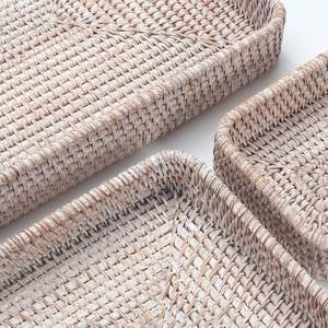 Ensemble de 3 plateaux de service décoratifs en rotin de haute qualité, faits à la main, écologiques, plateau alimentaire, couleur personnalisée, finition polie - Product Image 6