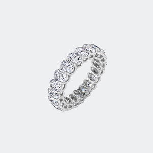 OBERON JEWELS Bague d'éternité en or jaune avec diamants ovales de 3,15 carats, cultivés en laboratoire, sertis à griffes, alliance circulaire complète pour femme E - Product Image 2