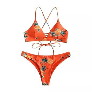 Traje de Baño Bikini Personalizado OEM para Mujer, Sexy, a la Moda, con Estampado a Cuadros, de Dos Piezas, Corte Regular, Transpirable, de Secado Rápido, para Playa, Verano - Product Image 1