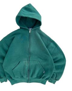 Premium Vintage Acide Lavé Coton Distressed Brodé Patch Hommes Surdimensionné Zip Hoodie Sun Faded Streetwear pour L'hiver - Product Image 4