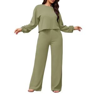 Conjunto de dos piezas informal elástico para mujer, ropa de invierno fácil de usar, superventas, LOGOTIPO personalizado disponible, conjunto de 2 piezas, chándal para mujer 2026 - Product Image 2