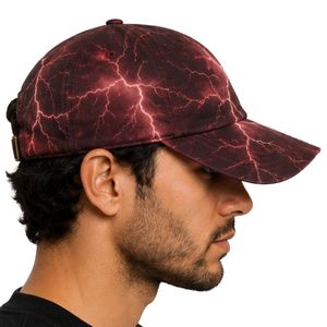 หมวกเบสบอลลายสายฟ้าสีแดงเลือดหมู ปรับขนาดได้ ผ้าฝ้าย สไตล์ Dad Hat แฟชั่นสตรีทแวร์ กีฬา ยูนิเซ็กซ์ รับผลิตตามแบบ OEM ODM ขายส่งจากโรงงาน - Product Image 5