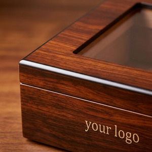 Boîte à cigares rectangulaire en bois WeWood Vintage avec couvercle en verre magnétique, logo gravé, étui de rangement pour bijoux, utilisation en extérieur - Product Image 4