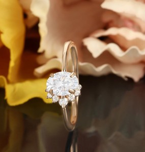 Oval Cut Moissanite 18K Gold Plated Sterling <b>Silver</b> Engagement Classic <b>Solitaire</b> Dainty Minimalist Wedding Promise for Party - Product Image 3