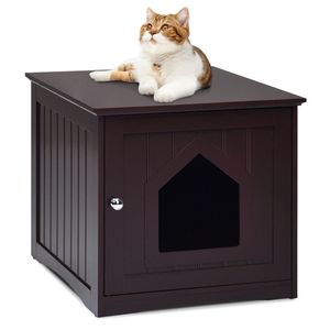 Lettiera per Gatti di Lusso in Legno Marrone da 20 Pollici, Grande Capacità, Tavolino da Salotto - Product Image 1