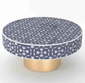 Mesas auxiliares con incrustaciones de hueso modernas, mesa de centro de resina de madera MDF para sala de estar y comedor de la India - Product Image 5