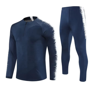 Custom Football Training Tracksuit Navy 1/4 Zip Drill Top Tapered Pants Sublimated Soccer Kit OEM - Product Image 1