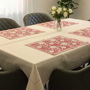 Rose Garden Handcrafted Table Mat 6 Piece Set | Floral Cotton Dining Placemats Reusable | Eco Friendly Home Kitchen Decor - Product Image 2