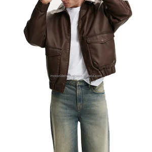 แจ็คเก็ตหนังแท้บุขนสำหรับผู้ชายแบบกันน้ำ ระบายอากาศได้ดี สไตล์วินเทจ สีพื้นเรียบ คอโอ คอร์เนค สำหรับฤดูหนาว รับผลิตตามแบบ OEM - Product Image 2