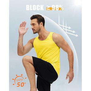 Débardeur Jaune Sans Manches Col Rond Couleur Unie Sportif Anti-UV en Polyester/Coton Tricoté Séchage Rapide Respirant pour Homme – Idéal Entraînement - Product Image 3