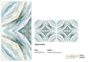 Azulejos de Porcelana PGVT con Aspecto de Mármol Azul Dorado de 600x1200mm, Azulejos de Pared y Piso de Porcelana con Vetas Doradas de Lujo para Uso en Centros Comerciales, Antideslizantes y Resistentes al Calor - Product Image 6