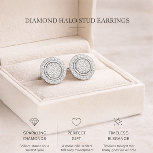 Pendientes de Oro de 10K con Diamantes Naturales Redondos en Racimo de 0.45Ctw |   Anillo de Halo para Mujer, Regalo de Cumpleaños, Joyería Fina, Cierre de Rosca Seguro - Product Image 5