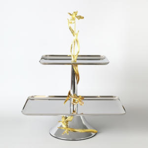Expositor de Dulces de Metal de Lujo, Ecológico, Decoración de Escritorio para el Hogar, Acero Inoxidable de Alta Gama, Doble Capa, Apto para Lavavajillas, para Frutas - Product Image 3