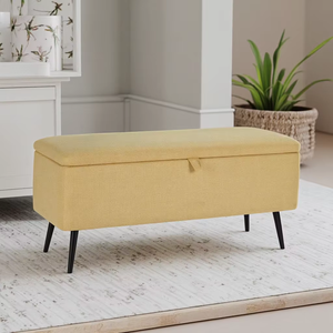 Banco tapizado con patas de metal chapado en oro y tapicería de tela de terciopelo, 44X15X17 pulgadas, mueble otomano, asiento, taburete, reposapiés - Product Image 2