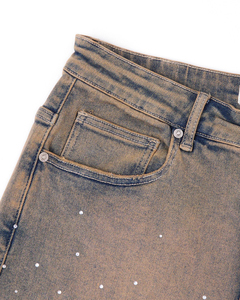 Custom Wholesale Rhinestone Denim Shorts <b>Men</b> Streetwear Denim <b>Jeans</b> Shorts with Your Own Design - Product Image 6