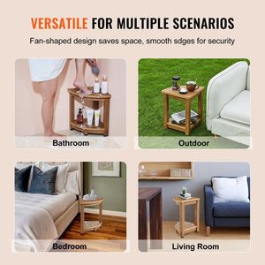 Water Resistant <b>Corner</b> Shower Bench 16.5\" Height 12.8\" Radius 350 LBS <b>Storage</b> Shelf Faux Wood Grain Bathroom Shelves - Product Image 3