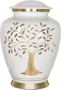 Urne funéraire classique en aluminium pour cendres d'adultes, conteneur commémoratif avec un artisanat décoratif élégant - Product Image 2