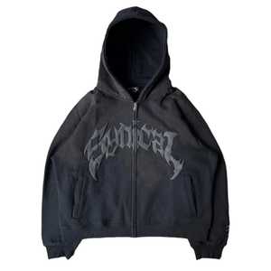 SADICAL Unisex Oversized Hooded <b>Zip</b>-<b>Up</b> Heavyweight 300gsm Fleece Sweatshirt for Logo Streetwear Hip Hop Brown Cotton - Product Image 3